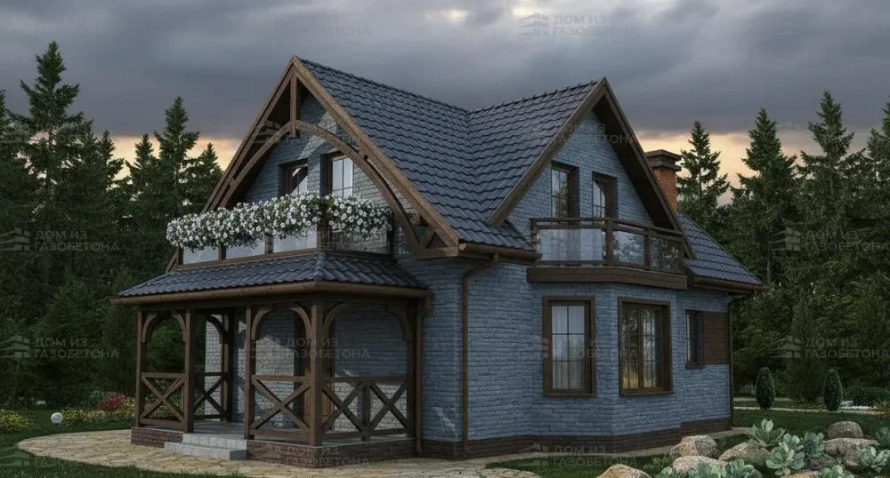 Проект Двухэтажный дом 7 на 7, 61 м2